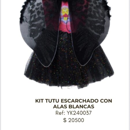 Kit tutu Escarchado con Alas Negras