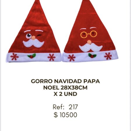 Gorro Navidad Papanoel 28x38cm x 2 unidades