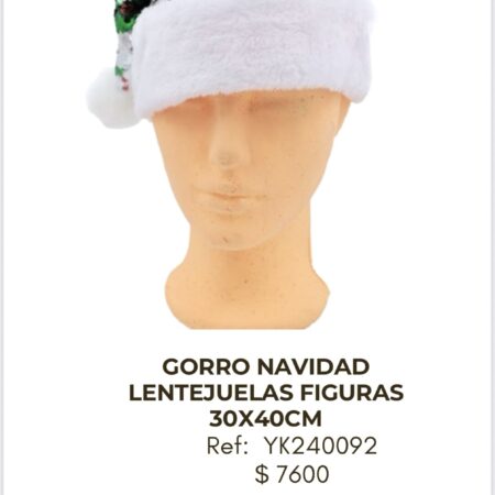 Gorro Navidad Lentejuelas Figuras 30x40cm