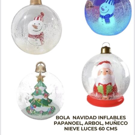 Bola Navidad Inflables Papanoel, Árbol, Muñeco, Nieve Luces 60cm